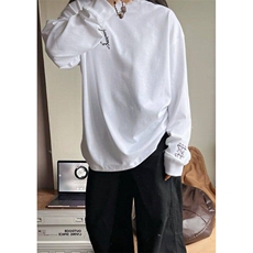 CP1206-P40刺绣重磅长袖T恤男女潮牌春秋季内搭卫衣美式打底上衣，男装T恤，电商B323A