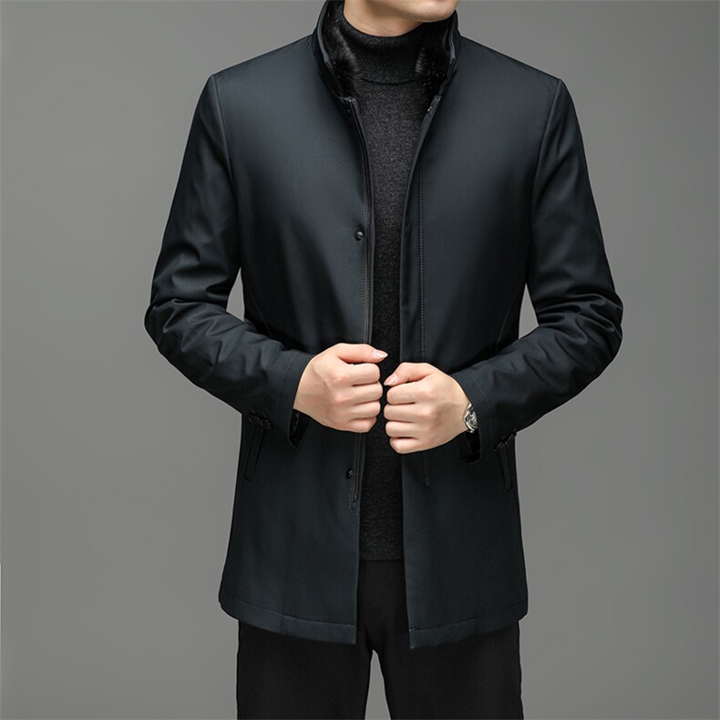 S72065冬季男士可脱卸内胆白鹅绒羽绒服保暖外套修身潮流风衣P310图片
