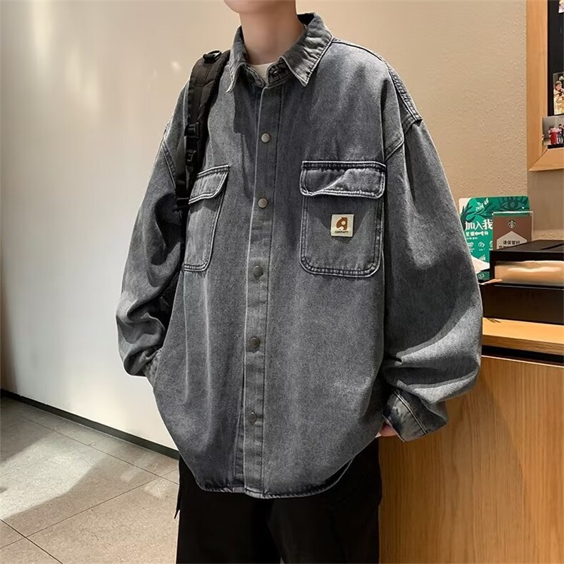 休闲纯色尖领夹克秋季男生运动透气宽松潮流潮牌外套W5276-P60,男装夹克,星座412-3