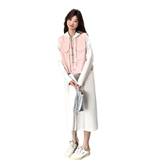休闲连帽卫衣裙两件套女2025春秋季新款韩系小众马甲连衣裙两件套，女装套装/套裙，帛锦泉