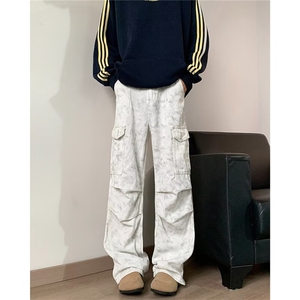 2025春季新款宽松迷彩脏脏裤高街个性水洗休闲牛仔现货 K8279-P50图片