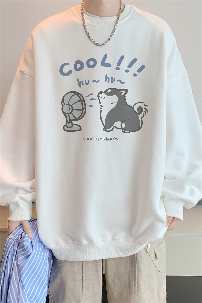 已注册400高克重华棉卫衣男秋宽松圆领大码打底WY9095/P35加绒P45,男装T恤,电商B316