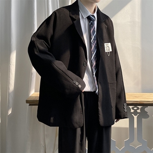 西装男华夫格外套秋季ins潮流痞帅休闲西服上衣宽松  W2313-P53图片