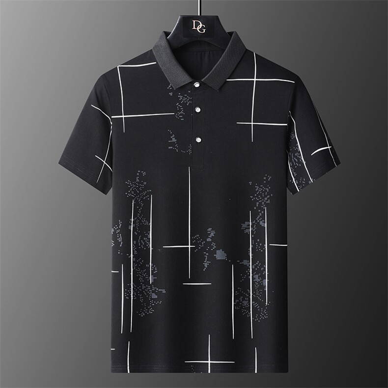 男装短袖T恤2023夏季新款男士翻领POLO衫中年商务休闲体恤上衣服,男装Polo衫,电商B212（原钱塘6029）