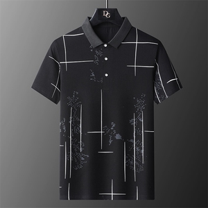 男装短袖T恤2023夏季新款男士翻领POLO衫中年商务休闲体恤上衣服图片