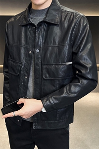 皮衣男秋季2025新款休闲男士潮牌帅气机车外套A313-6828-P135图片
