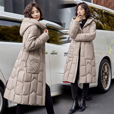 时尚保暖长款羽绒棉连帽棉衣女修身显瘦冬季外套，女装棉衣/棉服，利佳可人