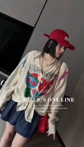 夏季新款欧洲站洋气卡通小人头衬衫图片