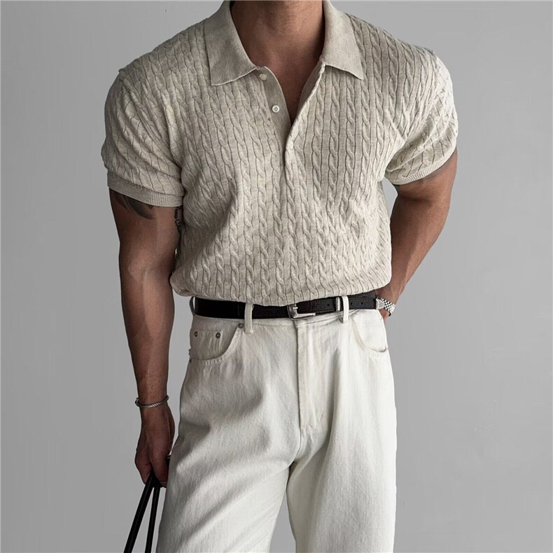 2025针织polo衫男短袖潮牌男装衣服夏季透气休闲上衣MZ788-P37,男装针织衫/毛衣,星座412-3