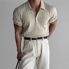 2025针织polo衫男短袖潮牌男装衣服夏季透气休闲上衣MZ788-P37，男装针织衫/毛衣，星座412-3