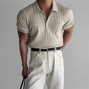 2025针织polo衫男短袖潮牌男装衣服夏季透气休闲上衣MZ788-P37图片