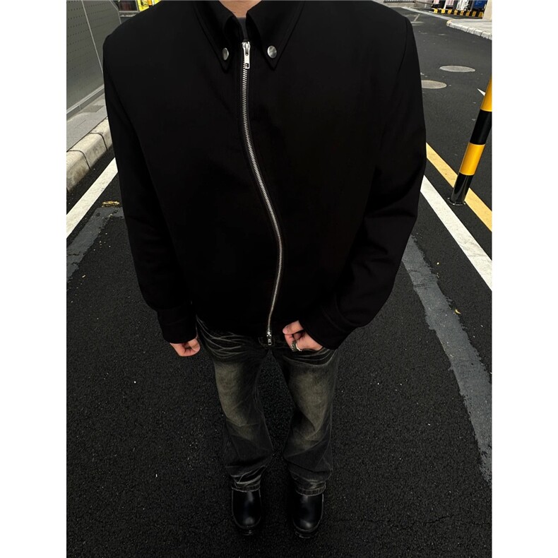 秋季韩版时髦复古飞行员棒服夹克男士宽松拉链外套女L25955-P55图片