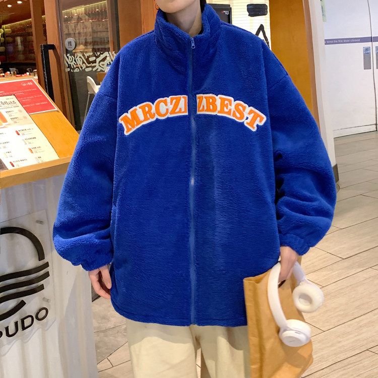 MY061-P120贴布绣弧形绣花字母羊羔毛棉衣加厚棉服外套中性，男装棉衣，星座1408-1