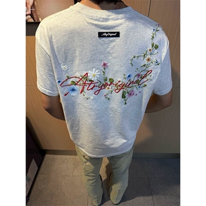 万针全刺绣工艺抖音得物高品质260克重磅纯棉双纱美式高街短袖T恤图片
