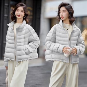 现货2025新款韩版宽松泡芙排骨羽绒服女短款冬季90白鸭绒外套图片