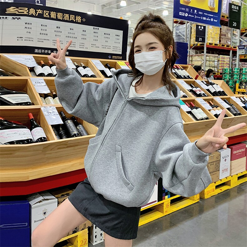 新款灰色连帽空气棉外套显瘦百搭休闲短款女装,女装短外套,新思路