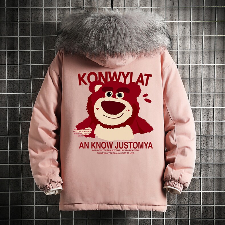 冬季大毛领衣男士大码加厚袄男服MM48285-P130网格,男装棉衣,电商A040A