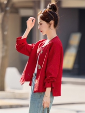 现货2026年春款短款外套欧货bao款新中式提花面料重工定珠葫芦，女装短外套，众宇琦