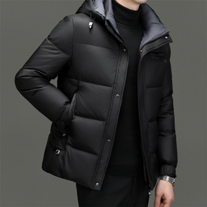 冬季男士鸭绒羽绒服时尚面包服保暖加绒男品质潮服可脱卸帽外套图片