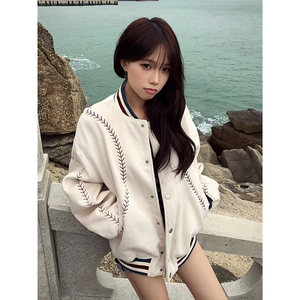 新款冬季宽松棒球棉服男女同款设计感美式休闲厚外套JKS503图片