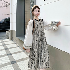 新款法式复古碎花背心连衣裙套装女2C282-215P175K288，女装套装/套裙，2C282