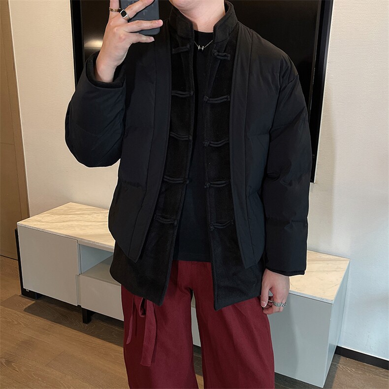 冬季风唐装棉衣男立领时尚复古假两件盘扣棉服棉袄潮M139P168图片