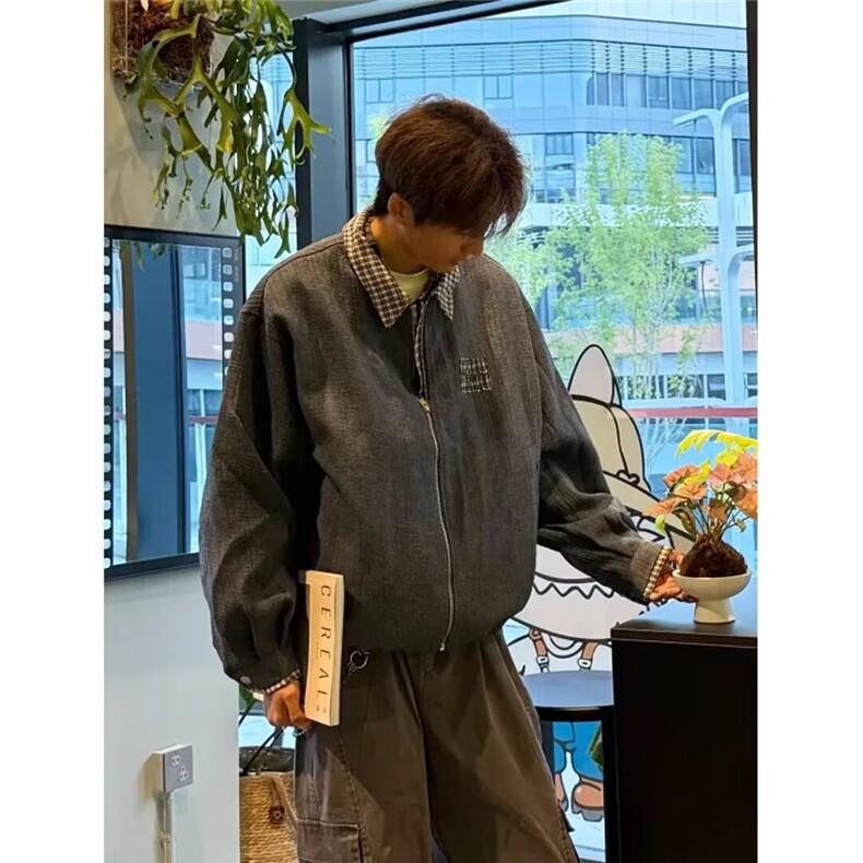 现货！！格子翻领夹克秋季高级感外套RJY240-P80，男装夹克，星座1005-6