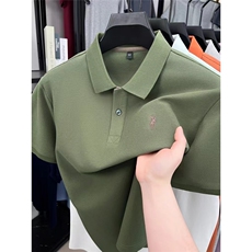 夏季Polo衫高端商务短袖POLO衫宽松男士T恤纯色刺绣休闲翻领上衣，男装T恤，星座1210-1
