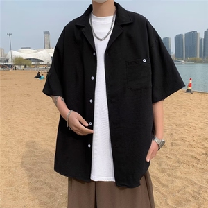 冰丝衬衫青春流行五分袖标准男百搭新款气质潮流夏季简约4503 P28图片
