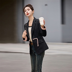 新中式西装外套女2025春秋新款修身显瘦气质高档提花盘扣西服上衣，女装短外套，涵亦佰惠
