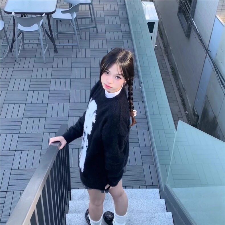 黑色斑点狗水貂绒毛衣男女冬季软糯慵懒马海毛针织衫AMY9197-P48,男装针织衫/毛衣,星座208-5