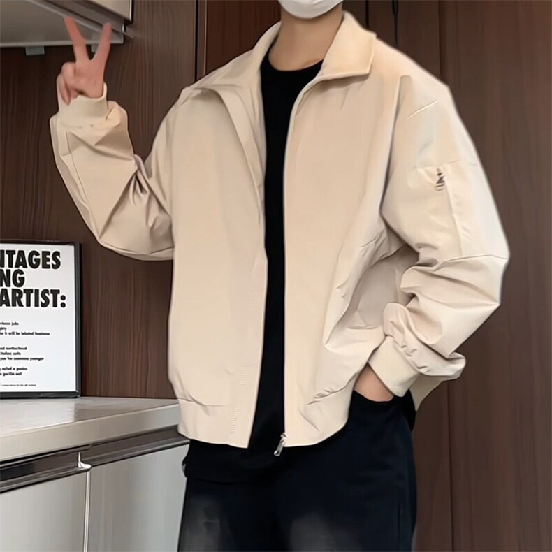 JK5018/P65春装新款纯色个性短款设计立领飞行员夹克男潮流外套,男装夹克,电商A141