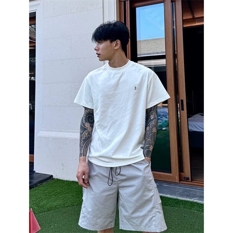 【斌子专属】索罗娜凉感t恤男款夏季弹力速干短袖老钱风美式半袖,男装T恤,星座809A(原222-1)
