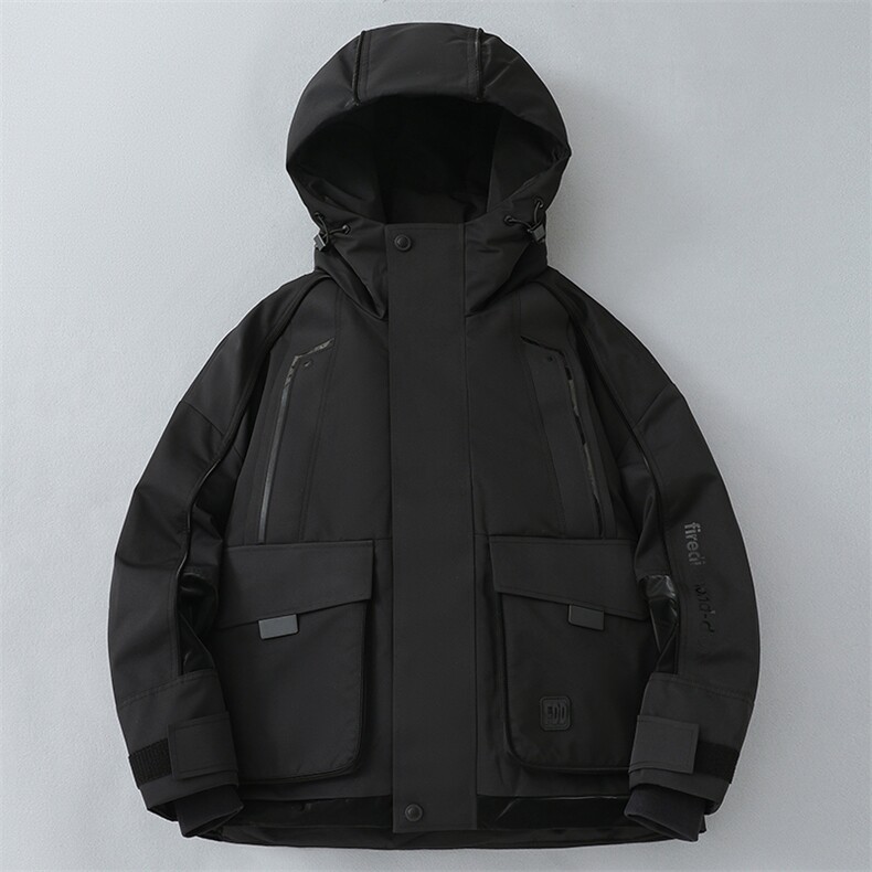 90白鸭绒工装连帽羽绒服男款冬季潮牌设计感休闲宽松拼接外套4023,男装羽绒服,电商A234