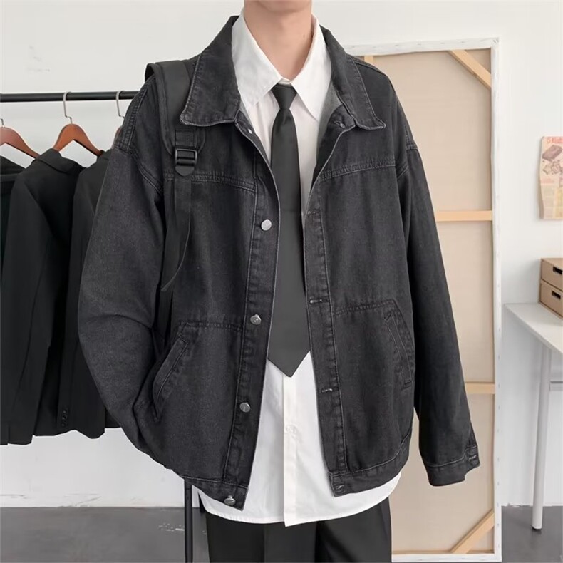 牛仔外套男韩版潮流痞帅衣服炸街工装夹克春秋原宿风外衣 J409图片
