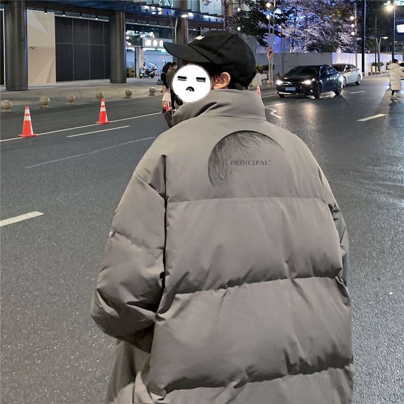 港风夜景冬款字母印花休闲立领棉服外套A247-MY2024特批65控98,男装棉衣,电商A247