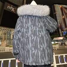 港风树枝迷彩连帽棉衣男宽松大毛领棉服外套A090-MY70P145限188，男装棉衣，电商A089-1