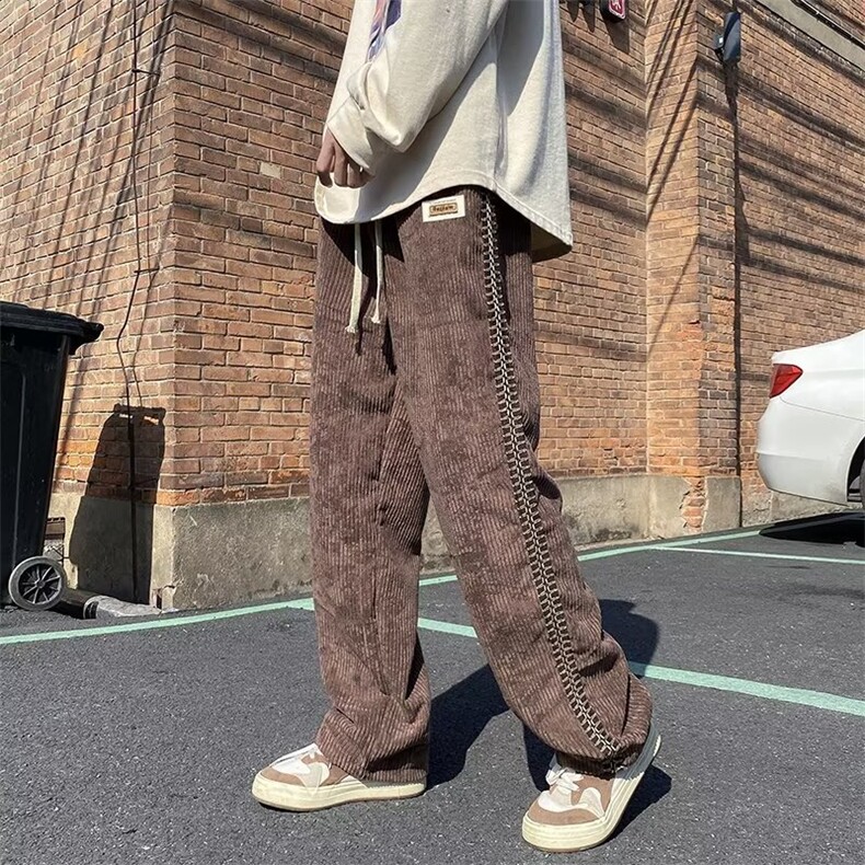 撞色灯芯绒男士休闲裤宽松加绒厚款束脚长裤子K053-P45,男装卫衣,星座911-2(原星座613-2）