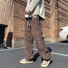 撞色灯芯绒男士休闲裤宽松加绒厚款束脚长裤子K053-P45，男装卫衣，星座911-2(原星座613-2）