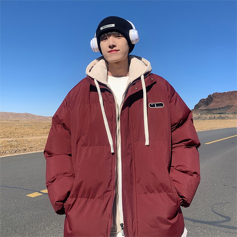 现货抖音得物二开三防加厚假两件拼接连帽棉衣冬季棉服LL9999图片
