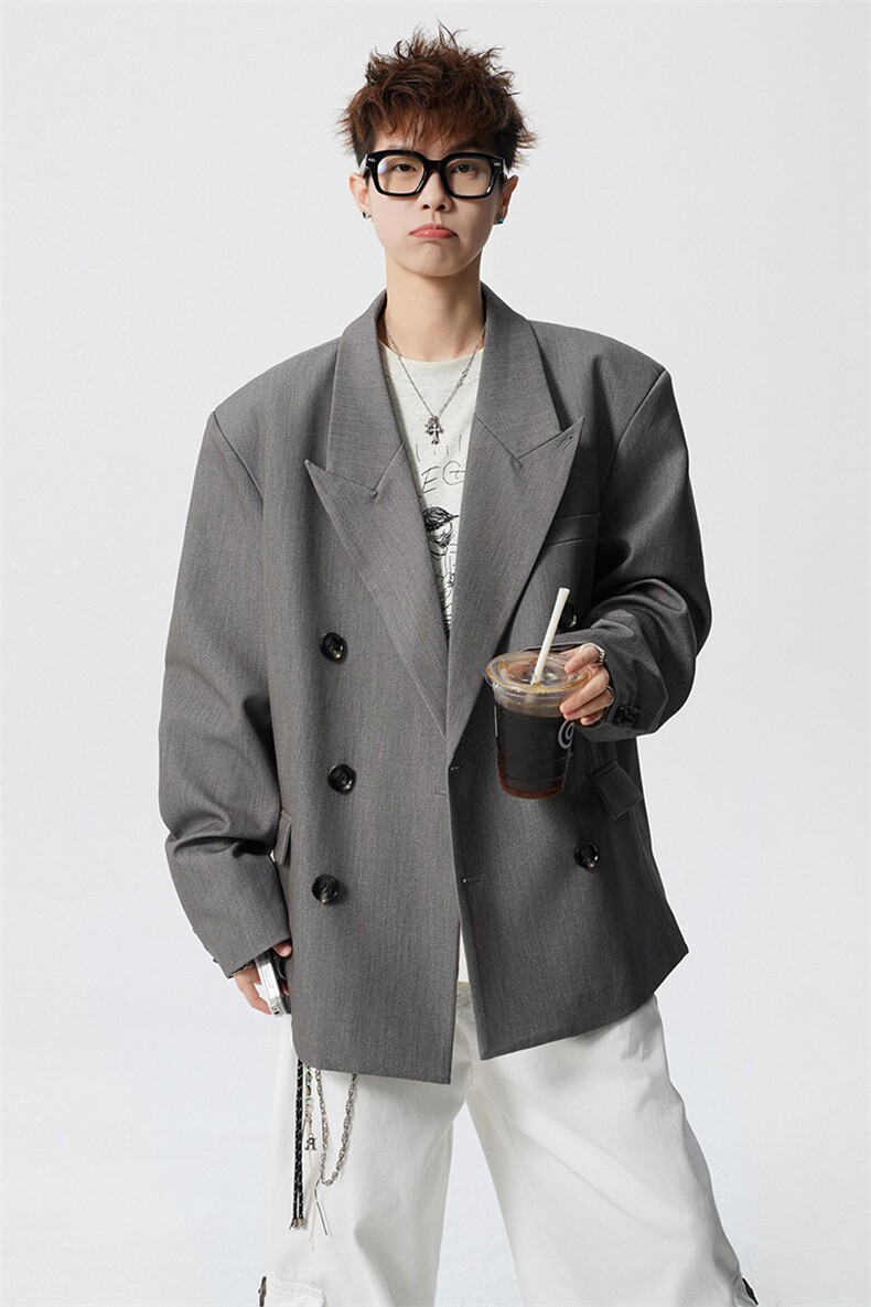 双排扣大码M-5XL西服男成分96%聚酯纤维4%氨纶XF78127P85控128,男装西服,星座226-1