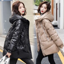 时尚保暖黑色长款羽绒服女冬季必备显瘦外套，女装羽绒服，千千佰惠