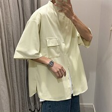 港风宽松情侣装短袖休闲半袖衬衣夏季薄款工装衬衫男W3214-P32，男装衬衫，星座512-2