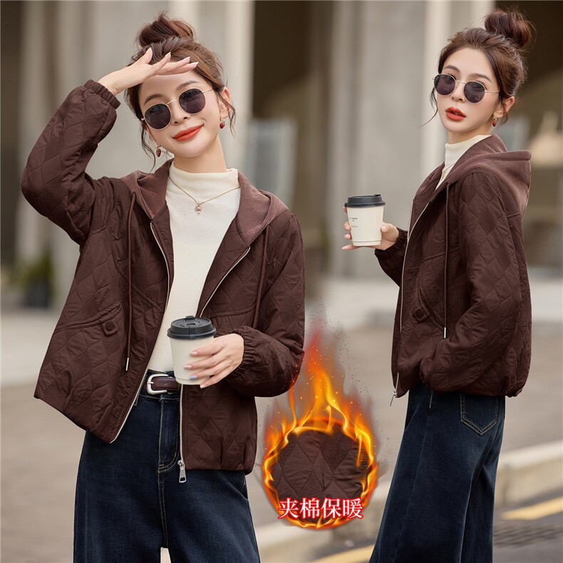 短款连帽棉衣女2025冬季新款时尚减龄棉服休闲宽松夹棉外套,女装棉衣/棉服,余墨