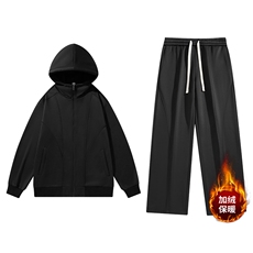 重磅开衫连帽卫衣外套秋冬宽松休闲加绒运动套装A436-6017-P100，男装休闲套装，电商A436