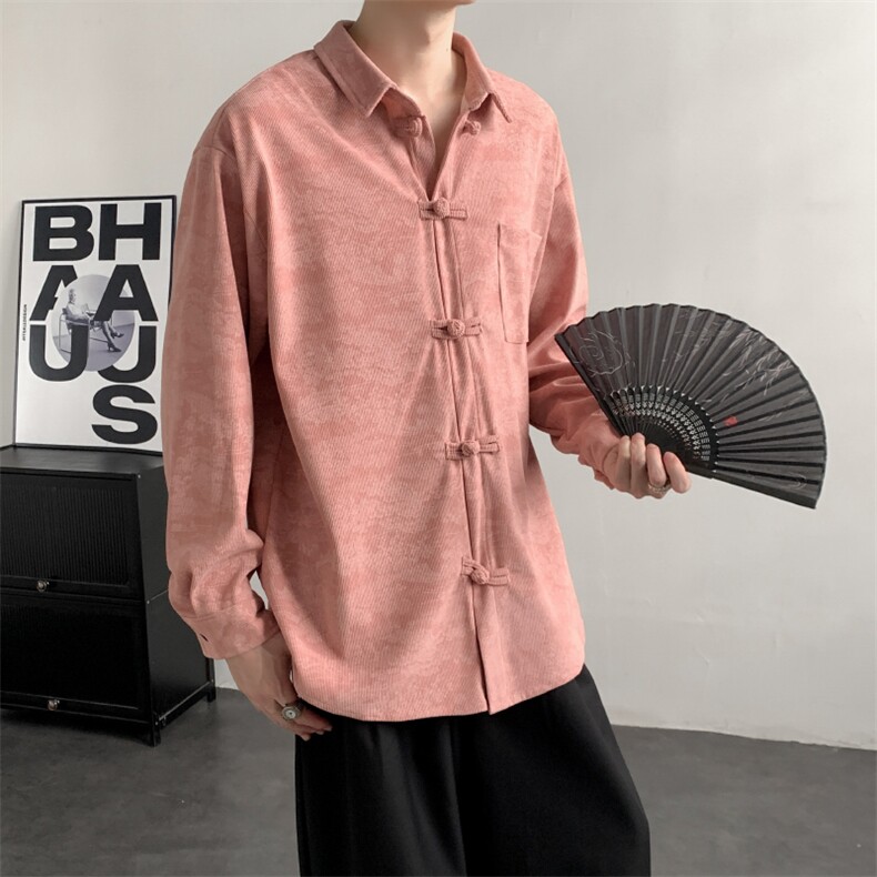 2025秋冬新款灯芯绒清明上河图新中式盘扣唐装汉服2535-P60，男装民族服装，电商A057