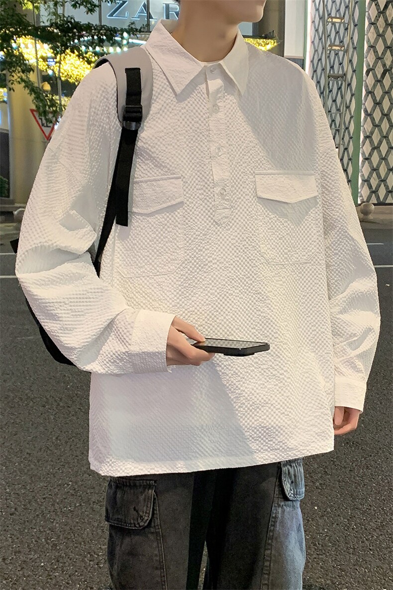 2026春夏新款男士套头衬衫仿肌理感褶皱宽松外套,男装衬衫,星座1206-1（原A206-1）