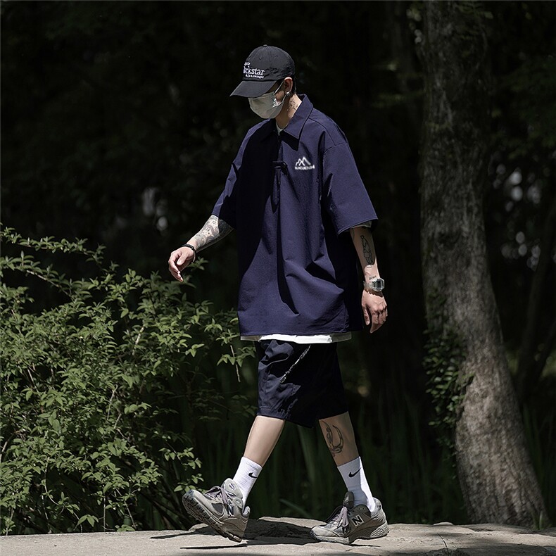 2025夏季新款半拉链山系polo衫短袖相机片XZ604-PL100-P55控68,男装T恤,星座604