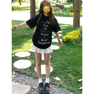 T0646-P25 小众字母设计 男女款 纯棉字母印花短袖图片