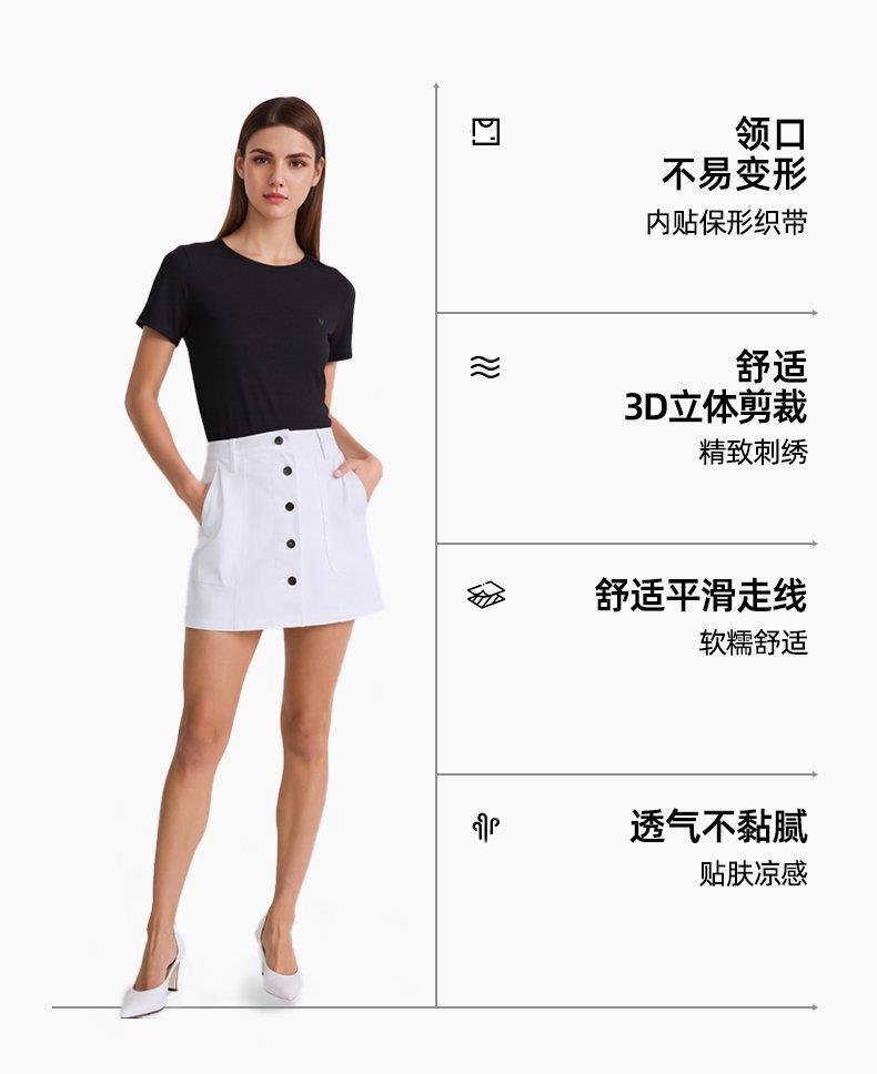 女天丝莱赛尔笑脸圆领T恤,女装T恤,湘姗
